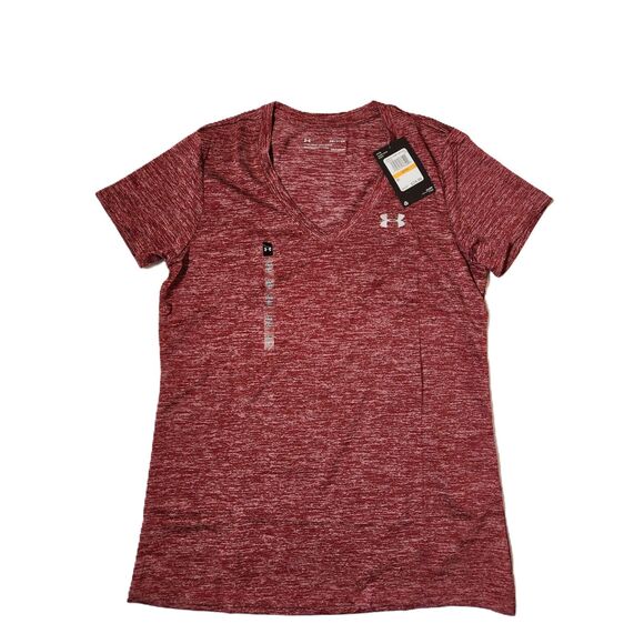 Under Armour HeatGear V-Neck Tee – Women’s Small Black Rose Loose Fit NWT - Picture 1 of 8